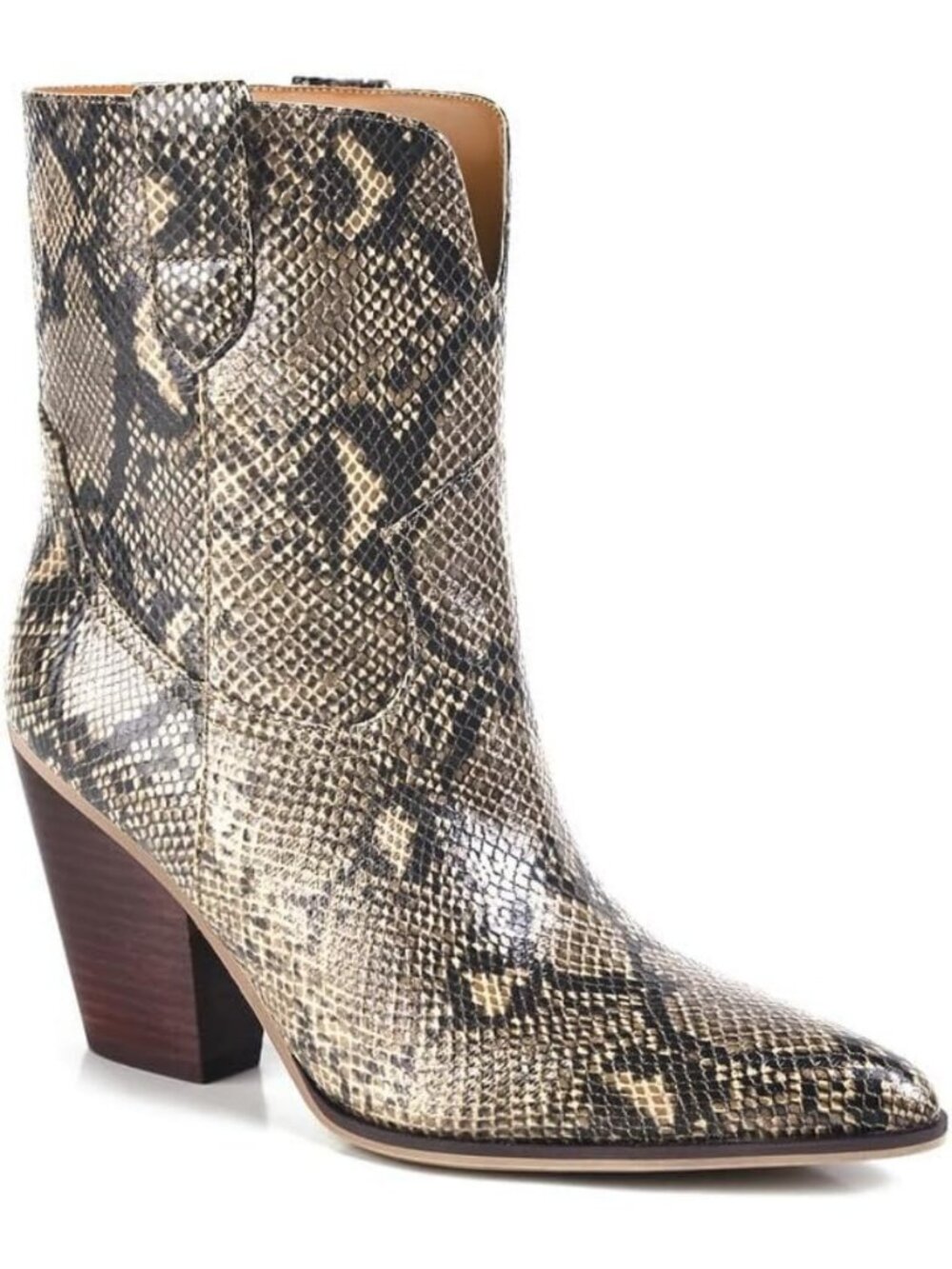 Stylish Snakeskin Ankle Boots for Women | Pointed Toe, Chunky Block Heel, Fall